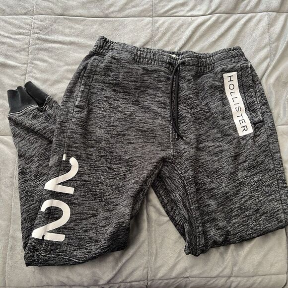Hollister Joggers Womens Sweat Pants Size Small Gray Logo 22 Pockets Elastic Tie - Picture 1 of 10